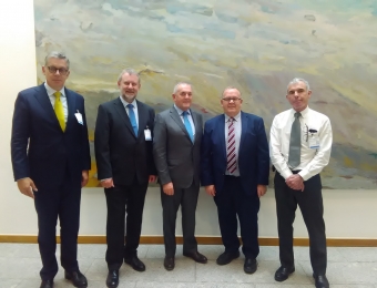 L to R: Harald Felzen (Project Manager Europe, SBFIC), Niclaus Bergmann(CEO, SBFIC), John McGuinness TD (Chairman FINPERT Committee), Seamus Boland (CEO, Irish Rural Link), Noel Kinahan (Policy Researcher, IRL)